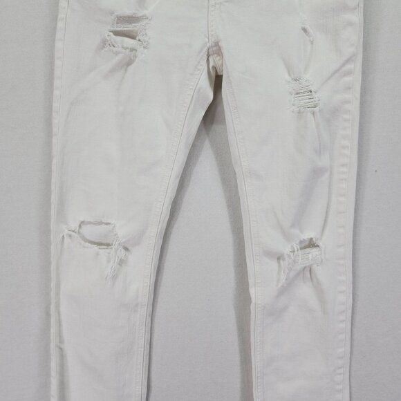 Current Elliott Jeans Womens 26 White Raw Straight High Waist Distressed Denim - Picture 10 of 14